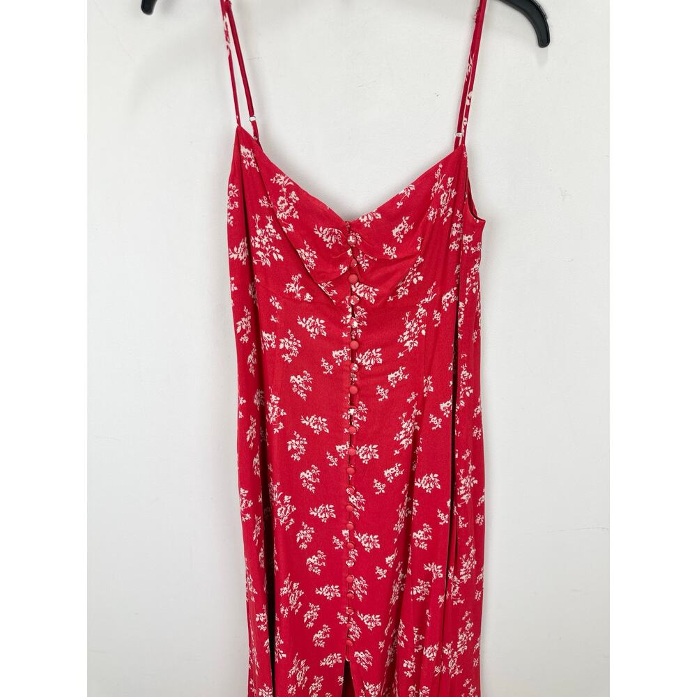 NEW Reformation Cybill Button Front Sundress Red Cottagecore Viscose Floral US 8 - Picture 4 of 10